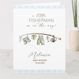 Tarjeta Acuarela pequeño pescador  baby shower