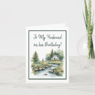 Tarjeta Acuarela Pescador por Stream Birday Card