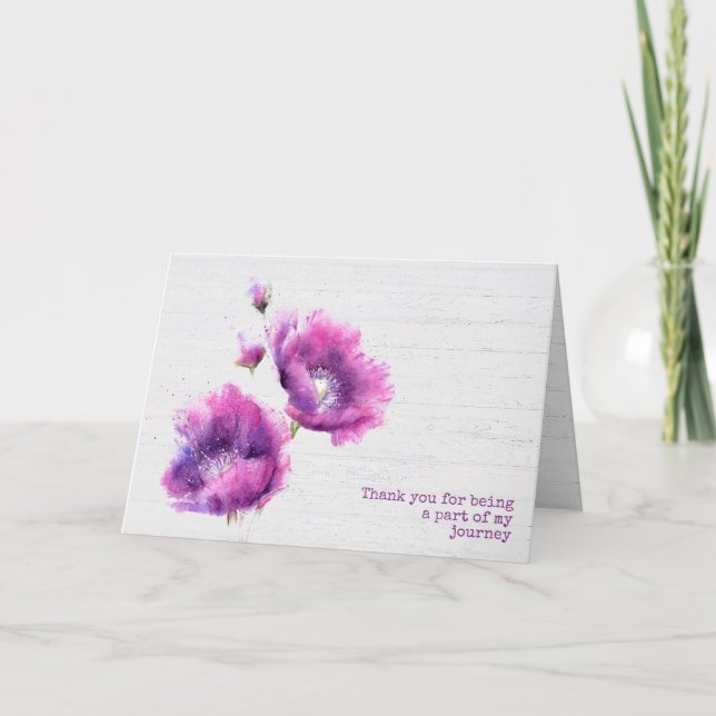 Tarjeta Acuarela Poppies Púrpura Gracias (Anverso)