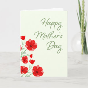 Tarjeta Acuarela Red Poppy Floral Feliz Día de la Madre