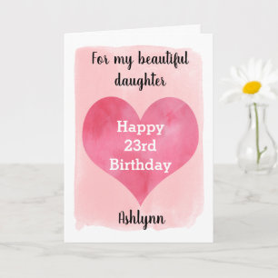 Tarjeta Acuarela roja y dorada 23 años