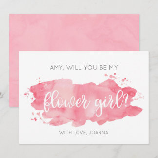 Tarjeta Acuarela Rosa ¿Quieres Ser Mi Dama de Hono