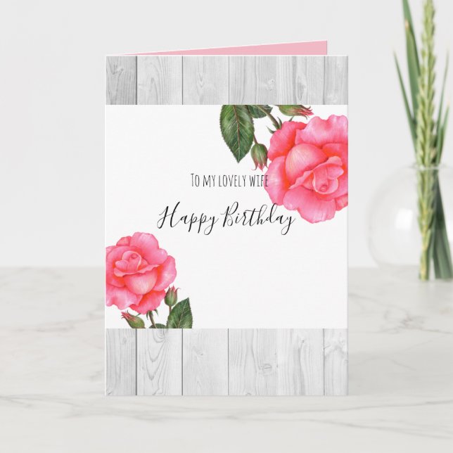 Tarjeta Acuarela Rosa Rosa Rosa Floral Feliz cumpleaños (Anverso)