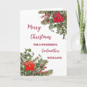 Tarjeta Acuarela Rusa Madrina Feliz Navidad