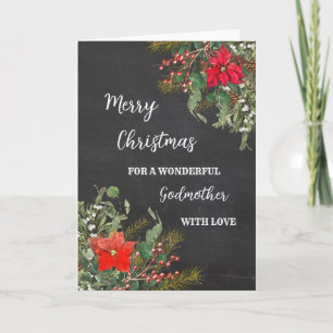 Tarjeta Acuarela Rusa Madrina Feliz Navidad