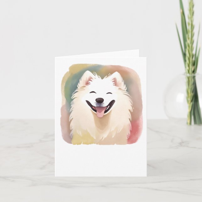 Tarjeta Acuarela Samoyed Dog Pegatina1 (Anverso)