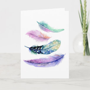Tarjeta Acuarela Solo Porque Plumas Boho
