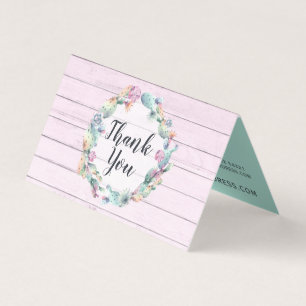 Tarjeta Acuarela Suculento Cactus Rustic Wood Gracias