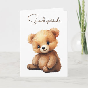 Tarjeta Acuarela Teddy Bear Gracias