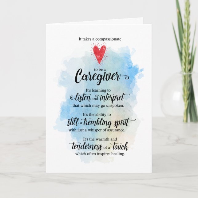Tarjeta Acuarela tipográfica para cuidadores Gracias (Anverso)