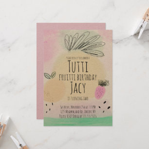 Tarjeta Acuarela Todos Cumpleaños Frutas Fiesta Dibujadas 