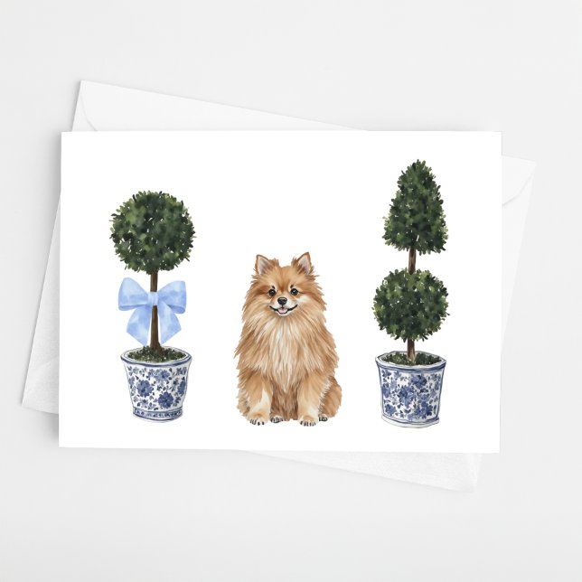 Tarjeta Acuarela topiana de cachorro de perro de Pomerania (Subido por el creador)