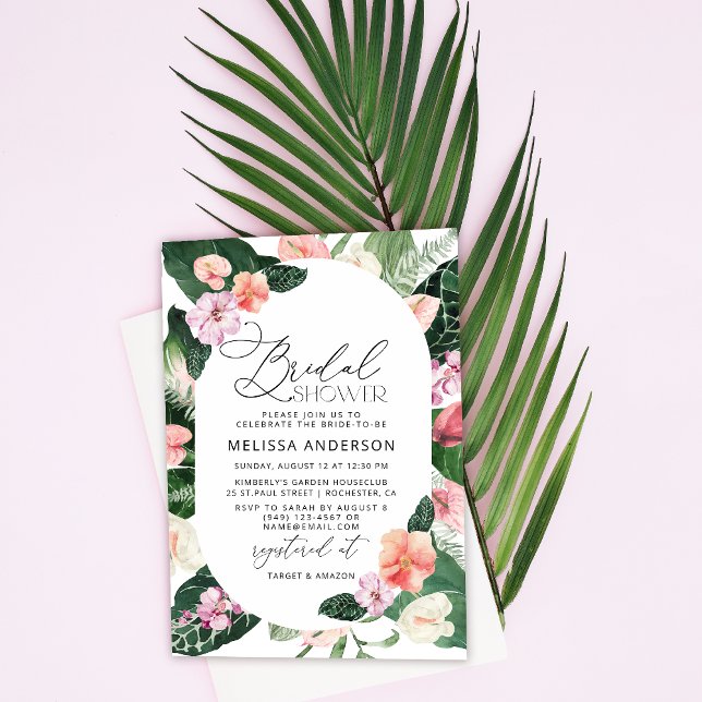 Tarjeta Acuarela Tropical Floral Frame Brillante Ducha (Subido por el creador)