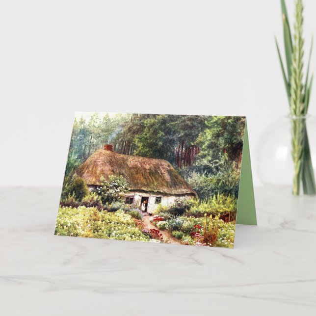 Tarjeta Acuarela vieja de maderas de la cabaña del (Anverso)