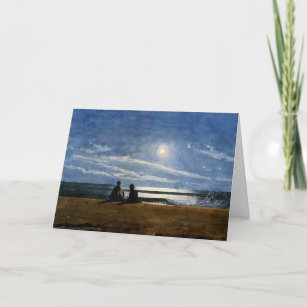 Tarjeta acuarela Winslow Homer, luz de luna,