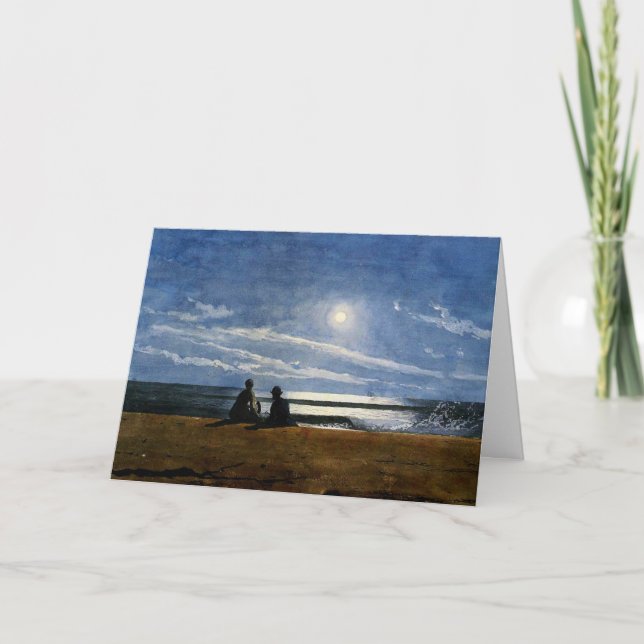 Tarjeta acuarela Winslow Homer, luz de luna, (Anverso)