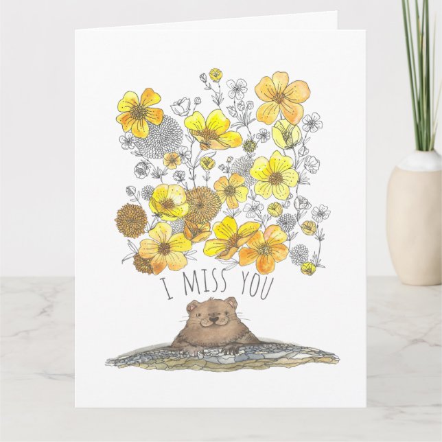 Tarjeta Acuarela y mariposas que te echo de menos (Anverso)