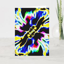 Tarjeta Acuario azul amarillo rojo sobre flor abstracta ne