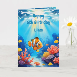 Tarjeta Acuario de agua submarina Cumpleaños con nombre pe