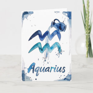 Tarjeta Acuario Signo del Zodiaco Aquarela Enero Febrero
