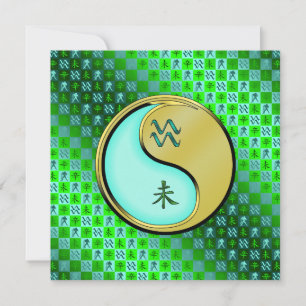 Tarjeta Acuario y cabra Metalizado