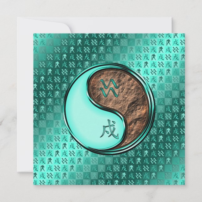 Tarjeta Acuario y perro de la Tierra (Anverso)