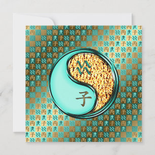 Tarjeta Acuario y rata de fuego