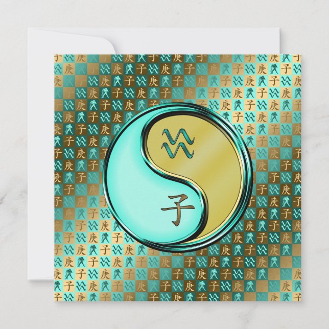 Tarjeta Acuario y rata Metalizado (Anverso)