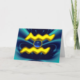 Tarjeta ACUARIO Zafiro Azul y Oro Cumpleaños Zodiacal