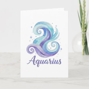Tarjeta Acuario Zodiaco Acuarela Estrellas Celestiales Ene