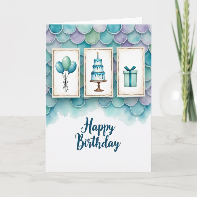 Tarjeta Acuática de Cumpleaños Alegre (Anverso)