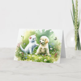 Tarjeta Acumulación acuática y cumpleaños gatito