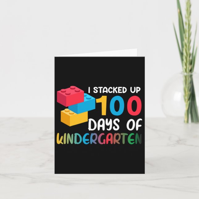 Tarjeta Acumulación De 100 Días De Bloque De Construcción  (Anverso)