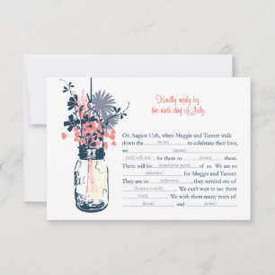 Tarjeta AD LIB RSVP Flores salvajes y Mason Jar