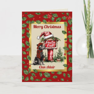 Tarjeta Adair Scottie Perro y Escudos Navidad personalizad