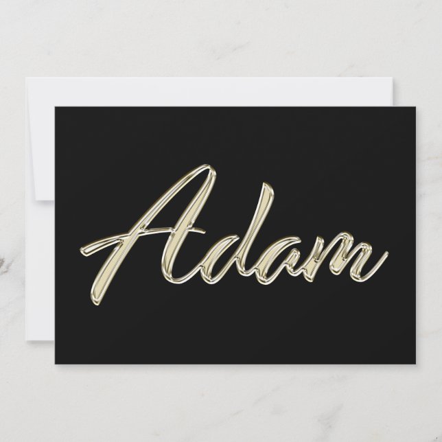 Tarjeta Adam Name white gold Handwriting Karte (Anverso)