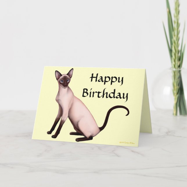 Tarjeta adaptable del gato siamés del feliz (Anverso)