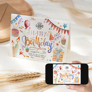 Tarjeta Add Logo Fun Colorful Party Business Birthday
