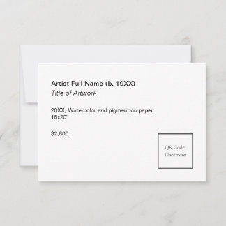 Tarjeta Add QR Code Artwork Exhibition Label Template