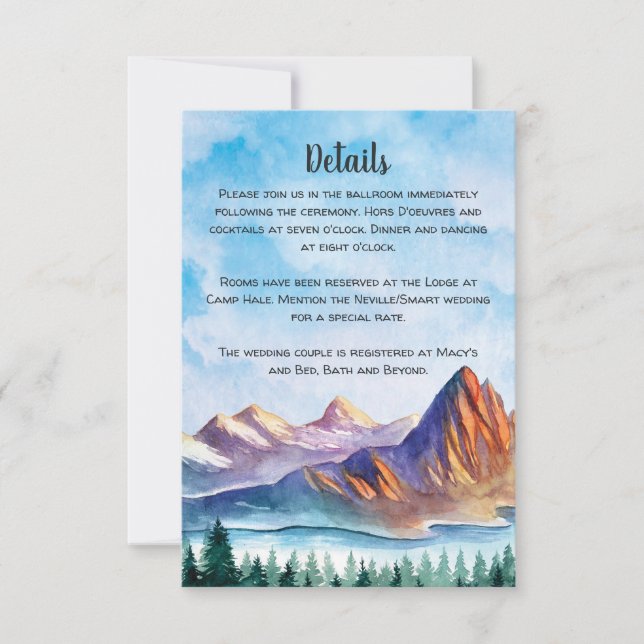 Tarjeta Adicional para Boda en la Montaña (Anverso)