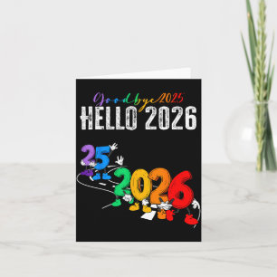 Tarjeta Adiós 2025 Hola 2026 Dibujos Animados Divertidos A