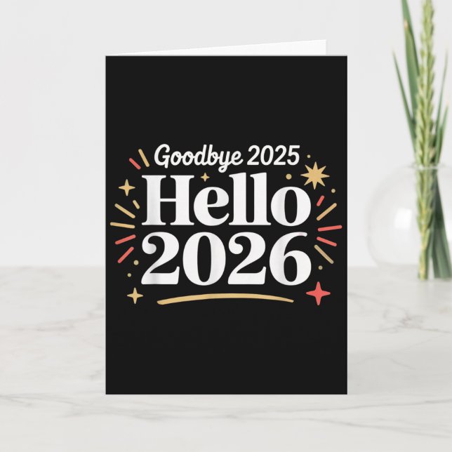 Tarjeta Adiós 2025 Hola 2026 Feliz Año Nuevo Confeti  (Anverso)