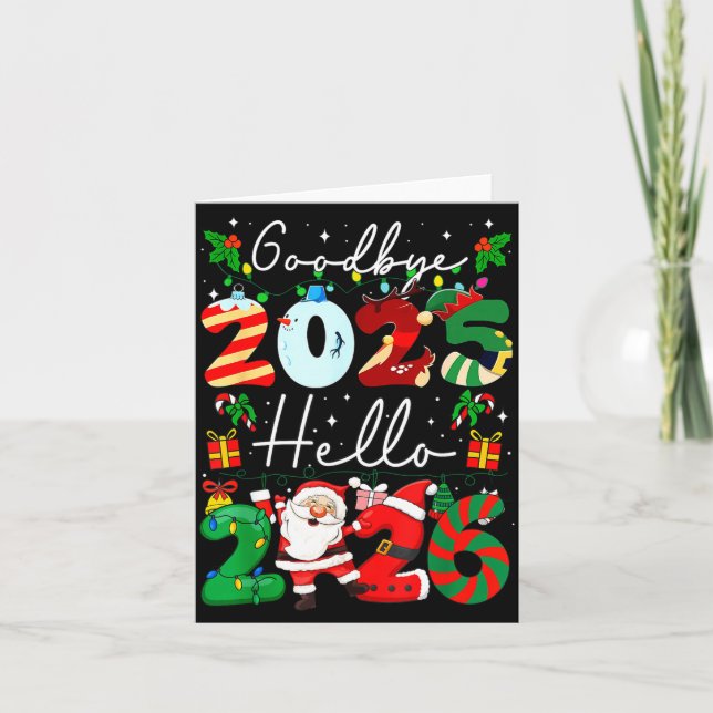 Tarjeta Adiós 2025 Hola 2026 Feliz Nochevieja Chris (Anverso)