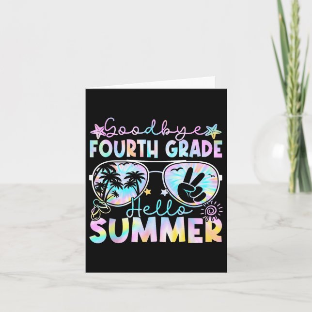 Tarjeta Adiós 4º grado Hola verano cuarto grado Último D (Anverso)