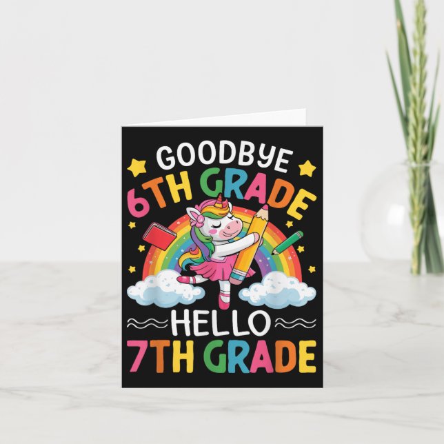 Tarjeta Adiós 6º grado Hola 7º grado Graduación (Anverso)
