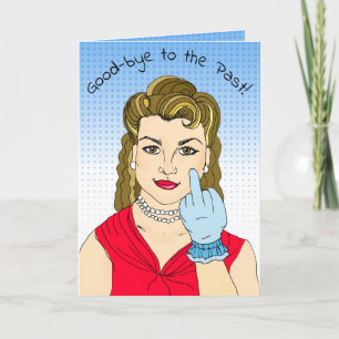 Tarjeta Adiós al pasado retro Lady Flippin el pájaro