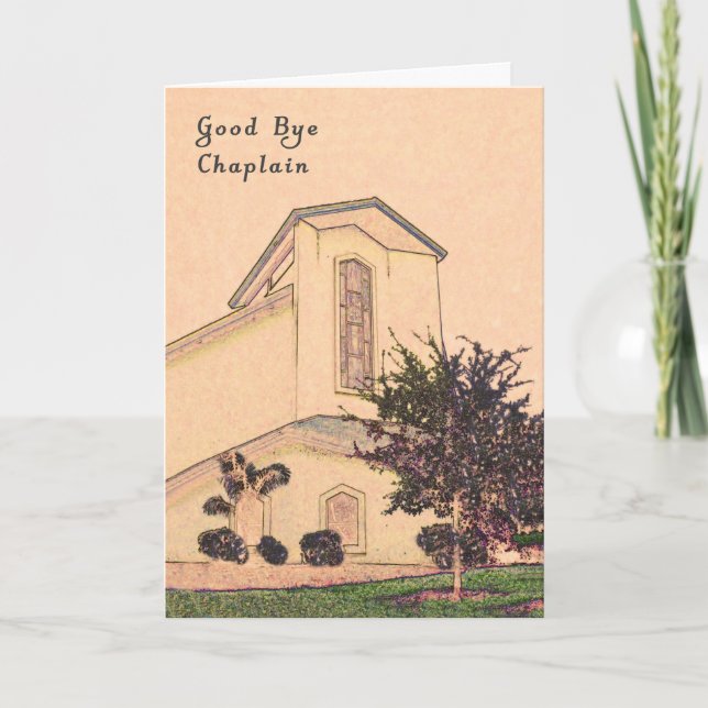 Tarjeta Adiós carta de Chaplain con iglesia de Sepia (Anverso)
