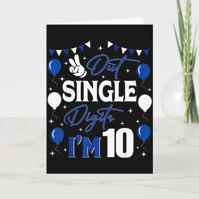 Tarjeta Adiós Dígitos Simples Tengo 10 Años Cumpleaños 10 (Anverso)