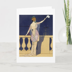 Tarjeta Adiós en la noche, diseño para un vestido de noche