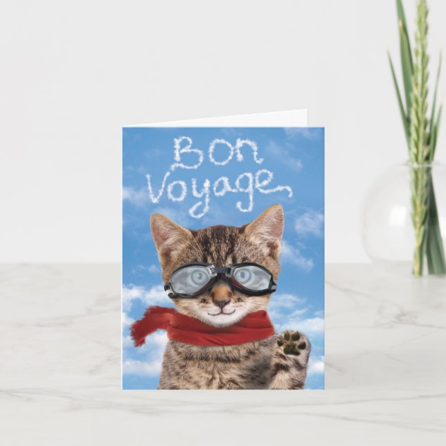 Tarjeta Adiós gato - Divertido Mascota Animal Bon Voyage G (Anverso)